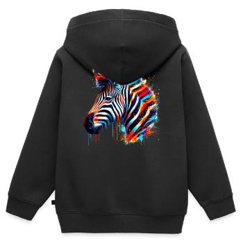 Zebra - Kinder Premium Organic Zip Hoodie - Schwarz - Hinten - AI Model Kid Male (0cm)