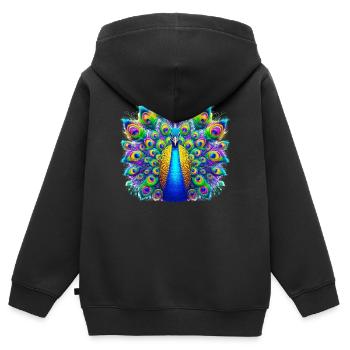 Peacock - Kids Premium Organic Zip-up Hoodie - black - Back - AI Model Kid Male (0cm)