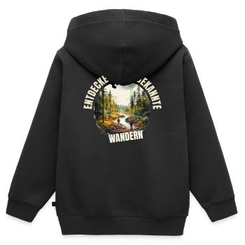 Entdecke das Unbekannte - Kinder Premium Organic Zip Hoodie - Schwarz - Hinten - AI Model Kid Male (0cm)