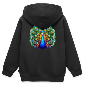 Peacock - Kids Premium Organic Zip-up Hoodie - black - Back - AI Model Kid Male (0cm)