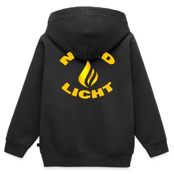 NORDLICHT - Kinder Premium Organic Zip Hoodie - Schwarz - Hinten - AI Model Kid Male (0cm)