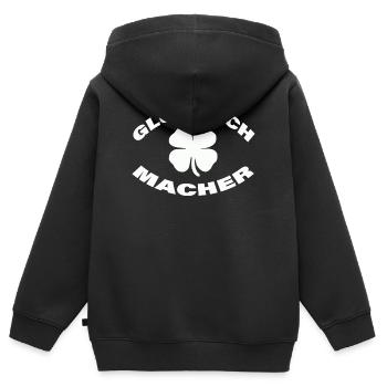 GLÜCKLICHMACHER - Kinder Premium Organic Zip Hoodie - Schwarz - Hinten - AI Model Kid Male (0cm)