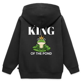 Grenouille Prince de l’Étang, Maître de la - Sweat Premium à capuche zippé enfant bio - noir - Dos - AI Model Kid Male (0cm)