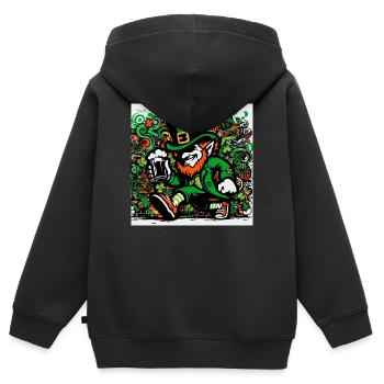 Leprechaun Irland - Kinder Premium Organic Zip Hoodie - Schwarz - Hinten - AI Model Kid Male (0cm)