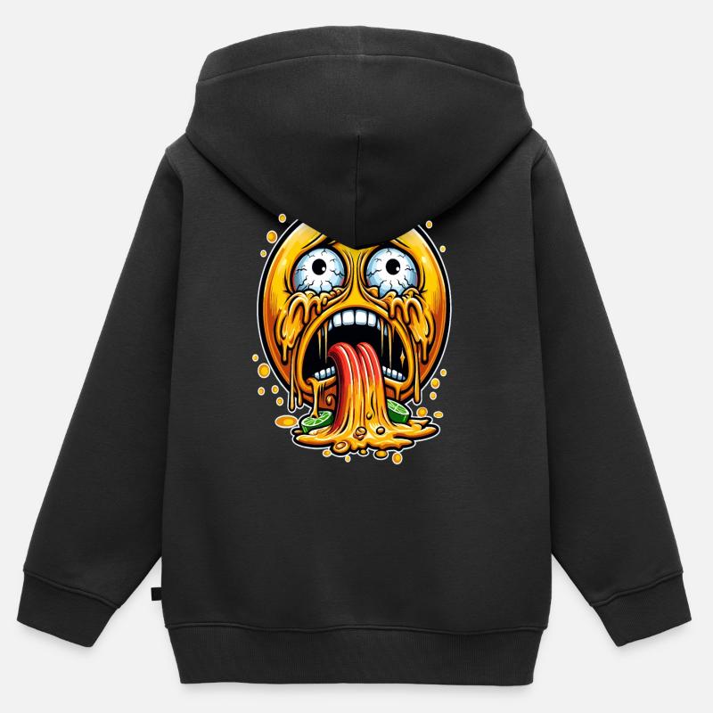 Visage d’attaque de vomi - Sweat Premium à capuche zippé enfant bio - noir