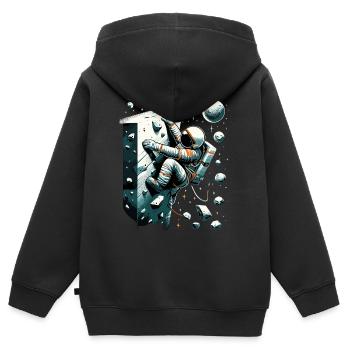 Bouldern Astronaut Raumfahrer Geschenk - Kinder Premium Organic Zip Hoodie - Schwarz - Hinten - AI Model Kid Male (0cm)
