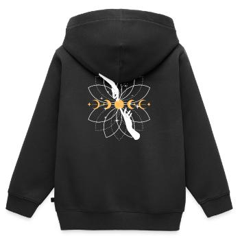 Mandala de Koi Céleste - Sweat Premium à capuche zippé enfant bio - noir - Dos - AI Model Kid Male (0cm)