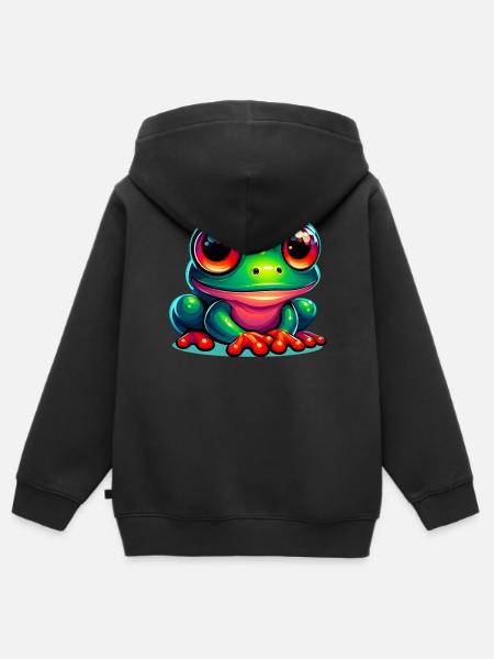 Rana - Hoodie Premium med dragkedja barn ekologisk - svart