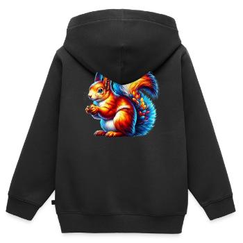 Eichhörnchen - Kinder Premium Organic Zip Hoodie - Schwarz - Hinten - AI Model Kid Male (0cm)