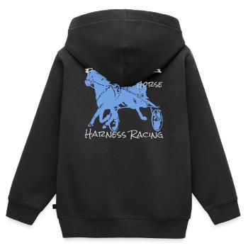 Traber trabrennen - Kinder Premium Organic Zip Hoodie - Schwarz - Hinten - AI Model Kid Male (0cm)
