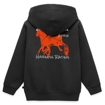 Traber trabrennen - Kinder Premium Organic Zip Hoodie - Schwarz - Hinten - AI Model Kid Male (0cm)