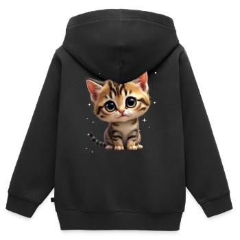 Kätzchen Sternchen Motiv - Kinder Premium Organic Zip Hoodie - Schwarz - Hinten - AI Model Kid Male (0cm)