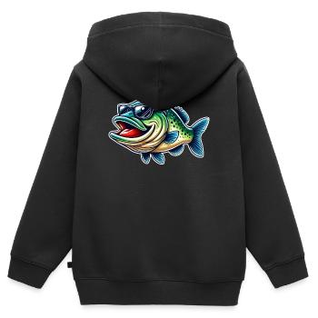 Barsch Angeln - Kinder Premium Organic Zip Hoodie - Schwarz - Hinten - AI Model Kid Male (0cm)