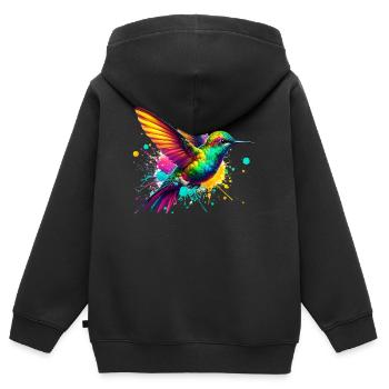 Kolibri - Kinder Premium Organic Zip Hoodie - Schwarz - Hinten - AI Model Kid Male (0cm)