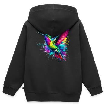 Kolibri - Kinder Premium Organic Zip Hoodie - Schwarz - Hinten - AI Model Kid Male (0cm)