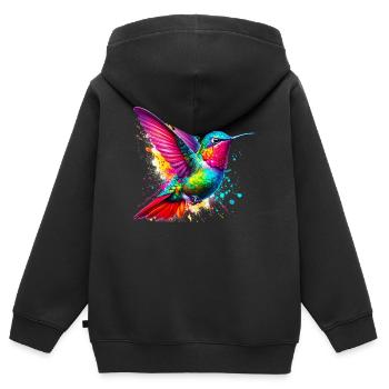 Kolibri - Kinder Premium Organic Zip Hoodie - Schwarz - Hinten - AI Model Kid Male (0cm)