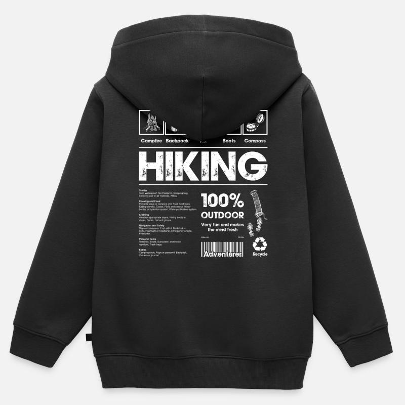 Randonnée 100 % Outdoor Bold - Sweat Premium à capuche zippé enfant bio - noir