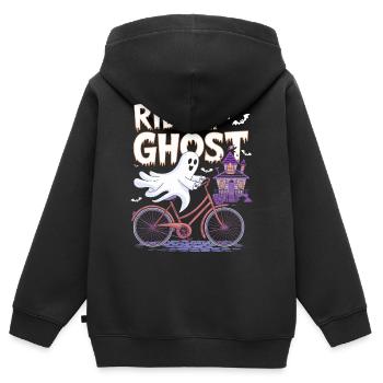Balade à vélo fantomatique Halloween Design - Sweat Premium à capuche zippé enfant bio - noir - Dos - AI Model Kid Male (0cm)