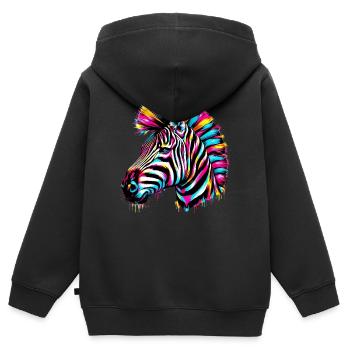 Zebra - Kinder Premium Organic Zip Hoodie - Schwarz - Hinten - AI Model Kid Male (0cm)