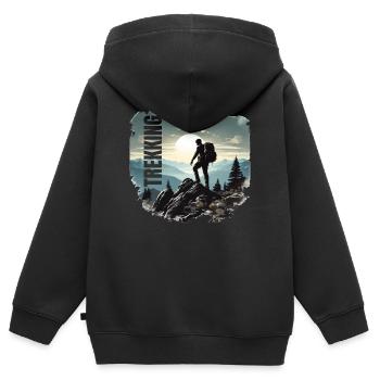 Trekking - Kinder Premium Organic Zip Hoodie - Schwarz - Hinten - AI Model Kid Male (0cm)