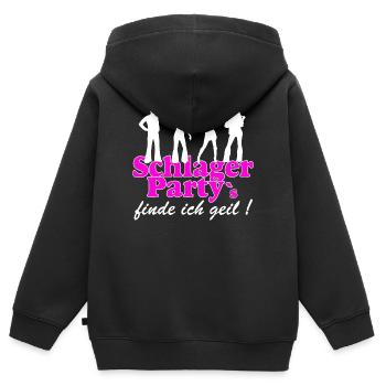 Schlager Party , Schlager Musik , FINDE ICH GEIL - Sweat Premium à capuche zippé enfant bio - noir - Dos - AI Model Kid Male (0cm)