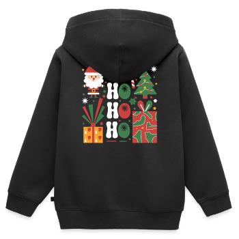 Ensemble d’icônes de Noël festif pour vêtements - Sweat Premium à capuche zippé enfant bio - noir - Dos - AI Model Kid Male (0cm)