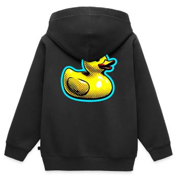 Ente Ente Ente Ente Ente - Kinder Premium Organic Zip Hoodie - Schwarz - Hinten - AI Model Kid Male (0cm)