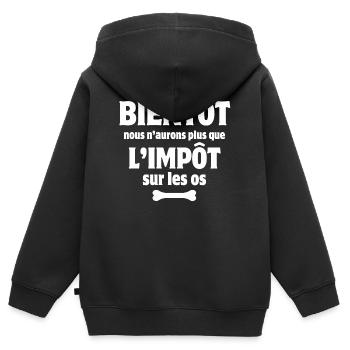 Steuern, Ungerechtigkeit, Regierung - Kinder Premium Organic Zip Hoodie - Schwarz - Hinten - AI Model Kid Male (0cm)