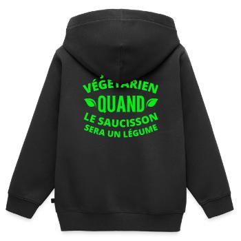 vegetarisch, vegan, vegan, veganer Humor - Kinder Premium Organic Zip Hoodie - Schwarz - Hinten - AI Model Kid Male (0cm)