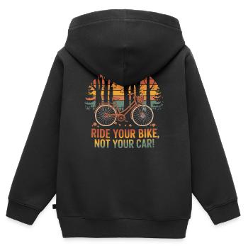 Umweltfreundliches Fahrrad-Abenteuer-Design - Kinder Premium Organic Zip Hoodie - Schwarz - Hinten - AI Model Kid Male (0cm)