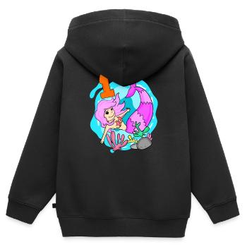 Numéro 1 Numéro Un - Motif Sirène - Sweat Premium à capuche zippé enfant bio - noir - Dos - AI Model Kid Male (0cm)