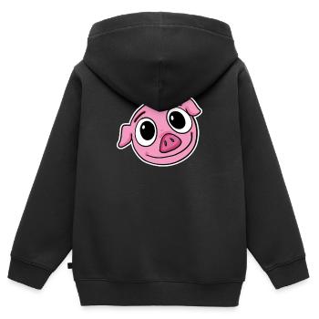 Schwein Kopf - Kinder Premium Organic Zip Hoodie - Schwarz - Hinten - AI Model Kid Male (0cm)