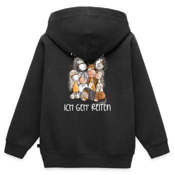 Cheval pile chevaux J’en ai assez Je vais faire de l’équitation - Sweat Premium à capuche zippé enfant bio - noir - Dos - AI Model Kid Male (0cm)