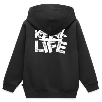 Duo de vie en kayak - Sweat Premium à capuche zippé enfant bio - noir - Dos - AI Model Kid Male (0cm)