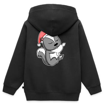 Stinktier Niedlich Müde Ausschlafen Weihnachten - Kinder Premium Organic Zip Hoodie - Schwarz - Hinten - AI Model Kid Male (0cm)