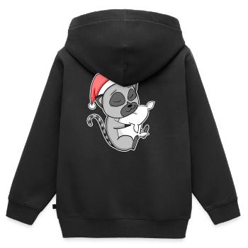 Lemuren Niedlich Müde Ausschlafen Weihnachten - Kinder Premium Organic Zip Hoodie - Schwarz - Hinten - AI Model Kid Male (0cm)