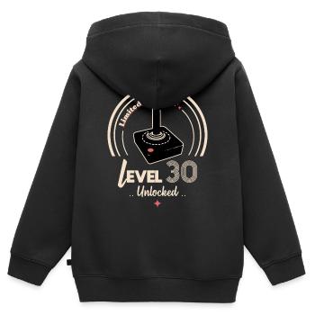 Level 30 - Limited Edition - Kids Premium Organic Zip-up Hoodie - black - Back - AI Model Kid Male (0cm)