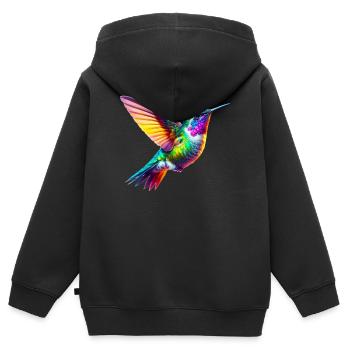 Kolibri - Kinder Premium Organic Zip Hoodie - Schwarz - Hinten - AI Model Kid Male (0cm)