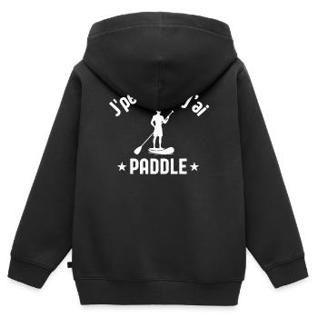 paddle, fan de paddle, pagayer, sport aquatique - Sweat Premium à capuche zippé enfant bio - noir - Dos - AI Model Kid Male (0cm)