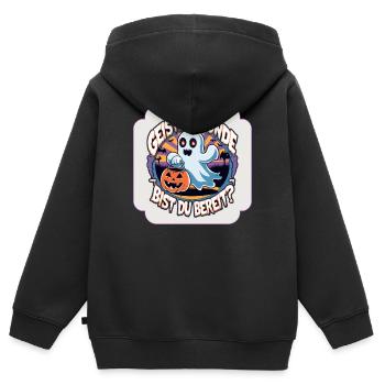 Halloween Gespenst Geisterstunde - Bist Du bereit? - Kinder Premium Organic Zip Hoodie - Schwarz - Hinten - AI Model Kid Male (0cm)