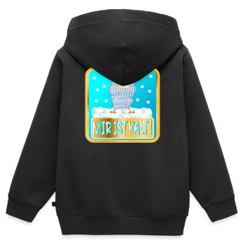MIR IST KALT WINTER HÜHNER - Kinder Premium Organic Zip Hoodie - Schwarz - Hinten - AI Model Kid Male (0cm)