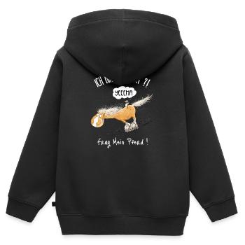 Verrücktes Pferd Auf Rollschuhen Pferde Spruch - Kinder Premium Organic Zip Hoodie - Schwarz - Hinten - AI Model Kid Male (0cm)