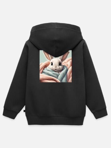 ładny plakat króliczek, dziecko, dziecko, Dziecko - Premium børne zip-hættetrøje økologisk - sort