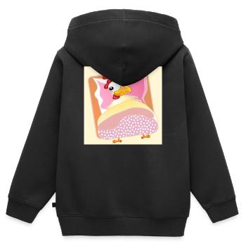 Hühner Hühnerhaltung - BETT SCHLAFEN - Kinder Premium Organic Zip Hoodie - Schwarz - Hinten - AI Model Kid Male (0cm)