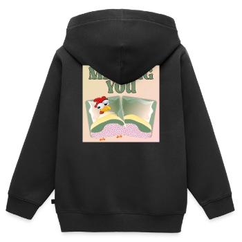 TU ME MANQUES - LIT DE POULET - Sweat Premium à capuche zippé enfant bio - noir - Dos - AI Model Kid Male (0cm)