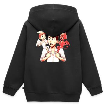Zerrissen die Stimme des Gewissens - Kinder Premium Organic Zip Hoodie - Schwarz - Hinten - AI Model Kid Male (0cm)