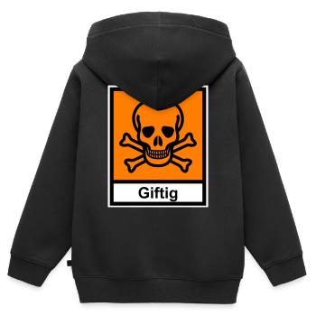 Giftig - Kinder Premium Organic Zip Hoodie - Schwarz - Hinten - AI Model Kid Male (0cm)