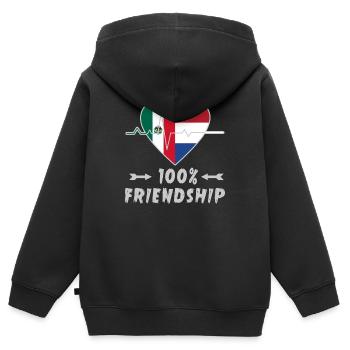 Mexiko und Niederlande 100% Freundschaft - Kinder Premium Organic Zip Hoodie - Schwarz - Hinten - AI Model Kid Male (0cm)