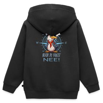 Bevor du fragst, Nee - Kinder Premium Organic Zip Hoodie - Schwarz - Hinten - AI Model Kid Male (0cm)