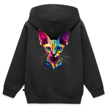 Sphynx Katze Sphynxkatze Canadian Cat Süße Sphinx - Kinder Premium Organic Zip Hoodie - Schwarz - Hinten - AI Model Kid Male (0cm)